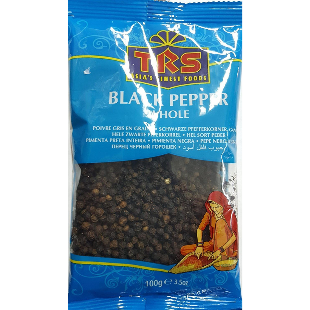 TRS Whole Black Pepper 100g Black Peppercorns Premium Spice UK