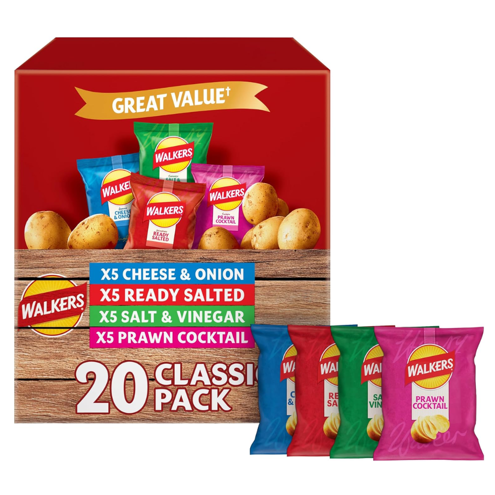 Walkers Classic Variety Crisps Multipack 20x25g Assorted Flavours Snack Box UK
