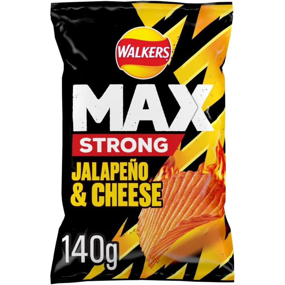 Walkers Max Jalapeño & Cheese Crisps 140g Ridged Spicy Snack