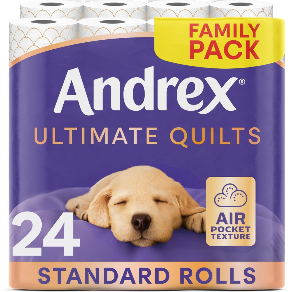 Andrex Ultimate Quilts Toilet Rolls 24 Pack Soft Thick Toilet Tissue