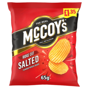 McCoy's Salted Ridge Cut Crisps 20 x 65g Sharing Bags Classic Crunchy Potato Snacks