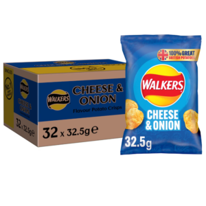 Walkers Cheese & Onion Crisps 32 x 32.5g Multipack Classic British Potato Crisps