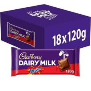 Cadbury Dairy Milk Chocolate with Daim 120g Bars Box of 18 Milk Chocolate & Crunchy Almond Caramel