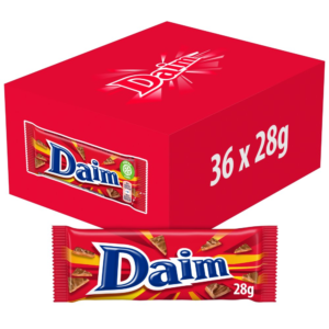 Daim Milk Chocolate Bars 36 x 28g Multipack Crunchy Almond Caramel Chocolate Snacks