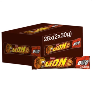 Lion Milk Chocolate Duo Bars 28 x 60g Full Box Crispy Wafer, Caramel & Cereal Chocolate Bars
