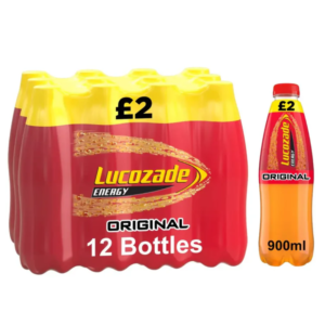 Lucozade Energy Original 900ml Sparkling Glucose Drink with Vitamin B3 Refreshing Energy Beverage Bottle