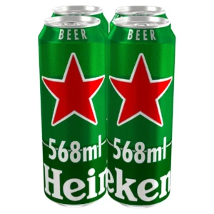Heineken Premium Lager Beer Cans 4 x 568ml | Ultimate Refreshing Dutch Lager Multipack